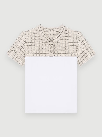 Tee-shirt en mix tweed et jersey Maje seconde main photo 1