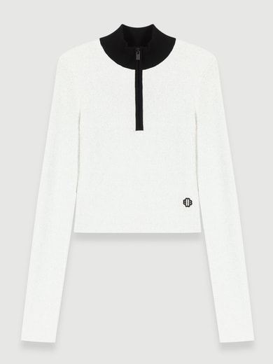 Pull court en maille fantaisie Maje seconde main photo 1