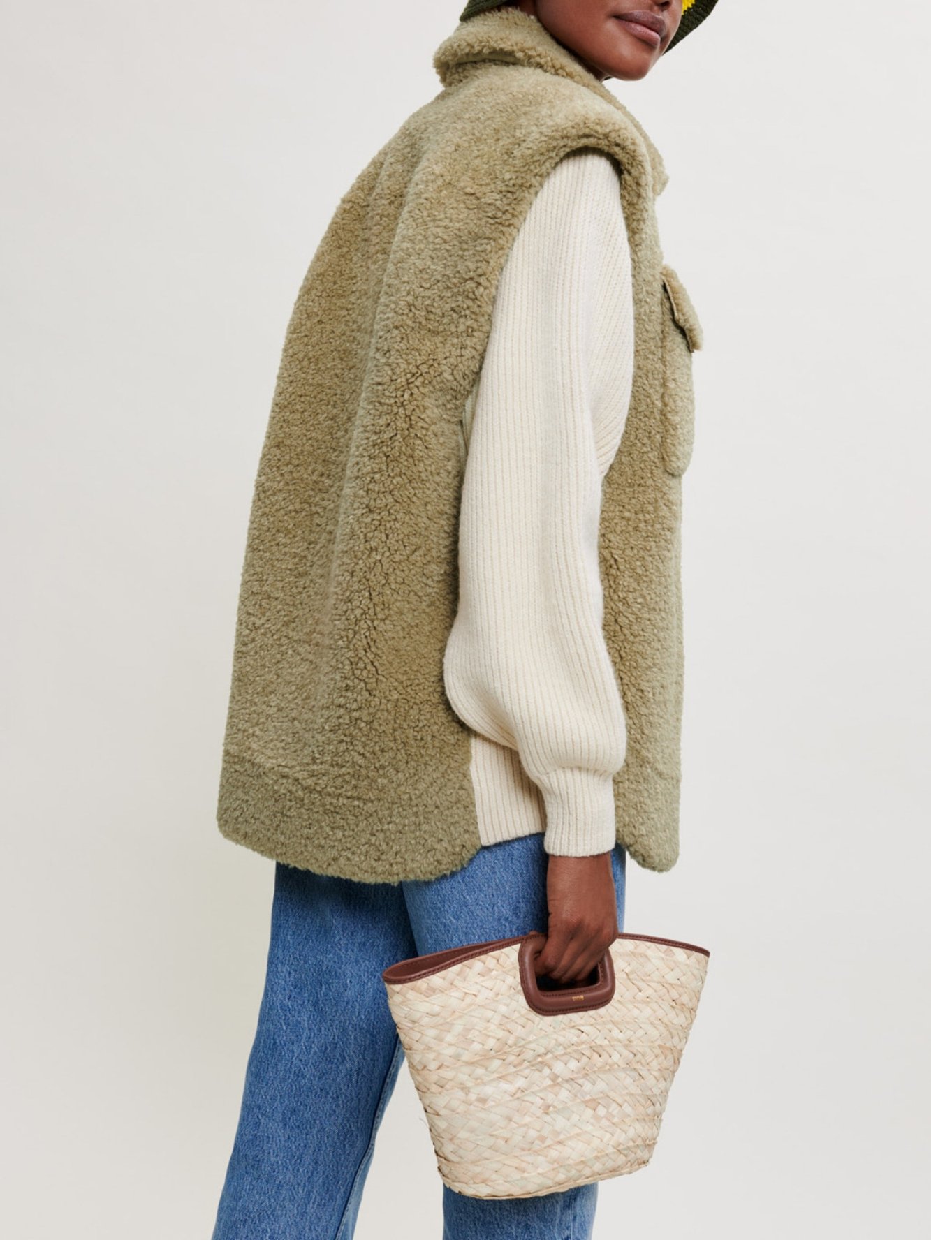 Faux fur and knit jacket Maje second-hand photo 3