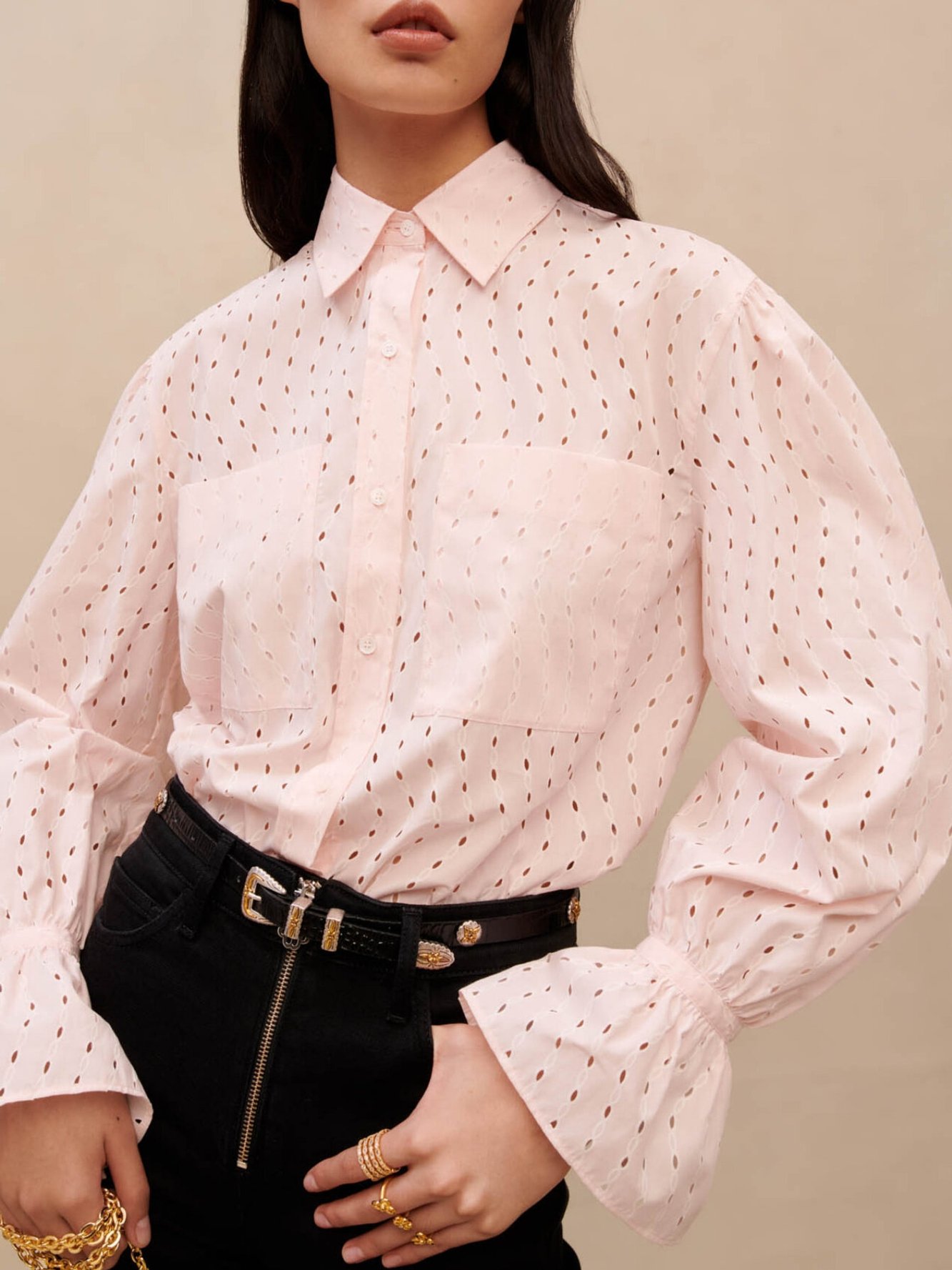Product photo Pink broderie anglaise shirt number 1