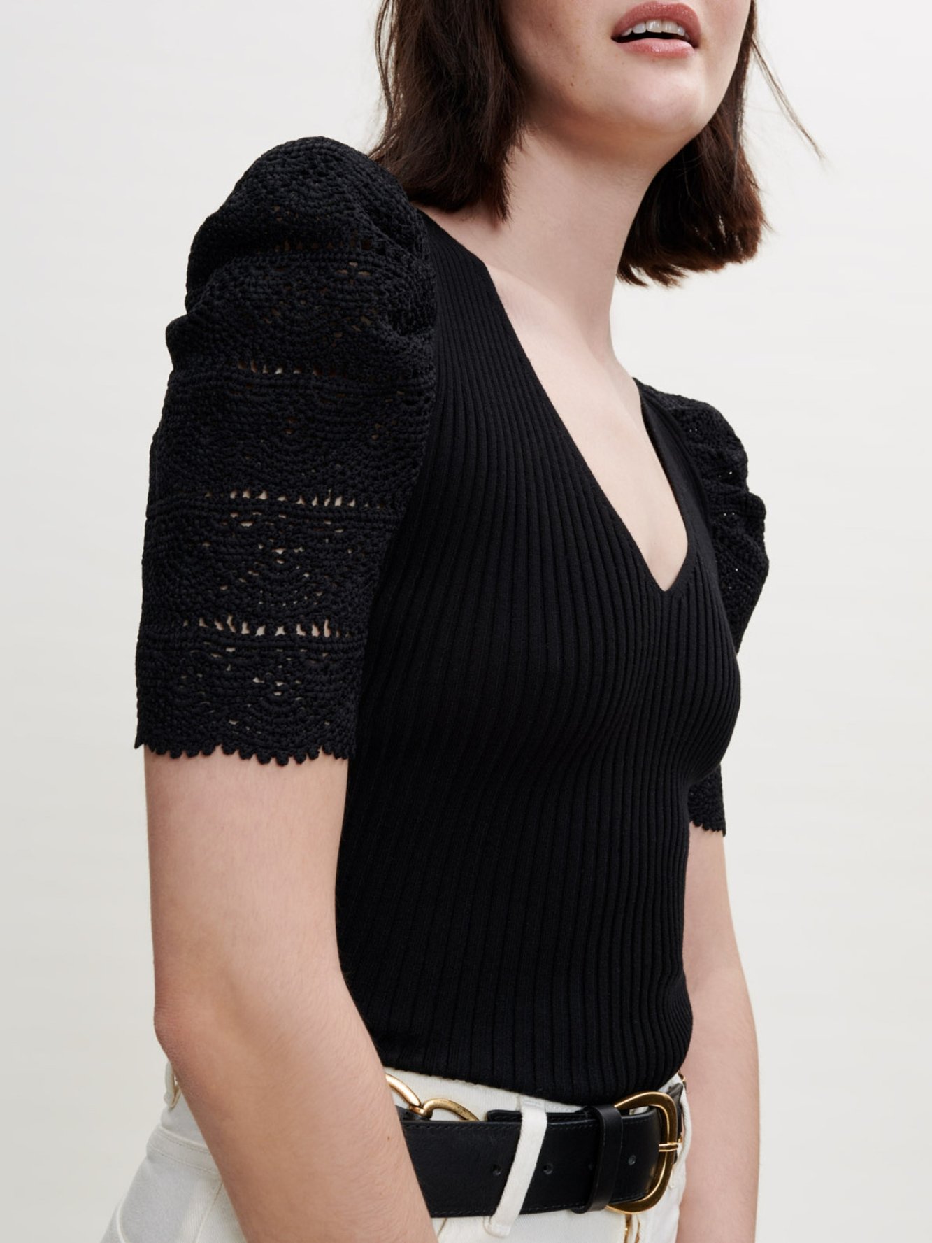 Crochet and knit jumper Maje second-hand photo 5