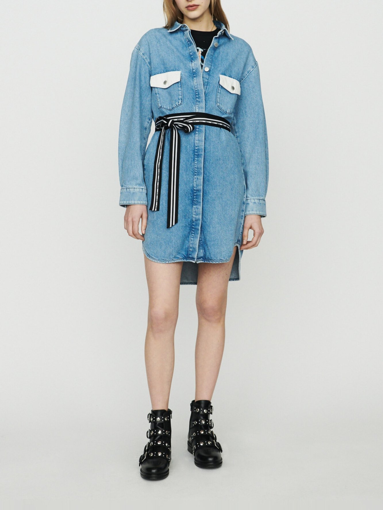 Denim shirt dress Maje second-hand photo 4