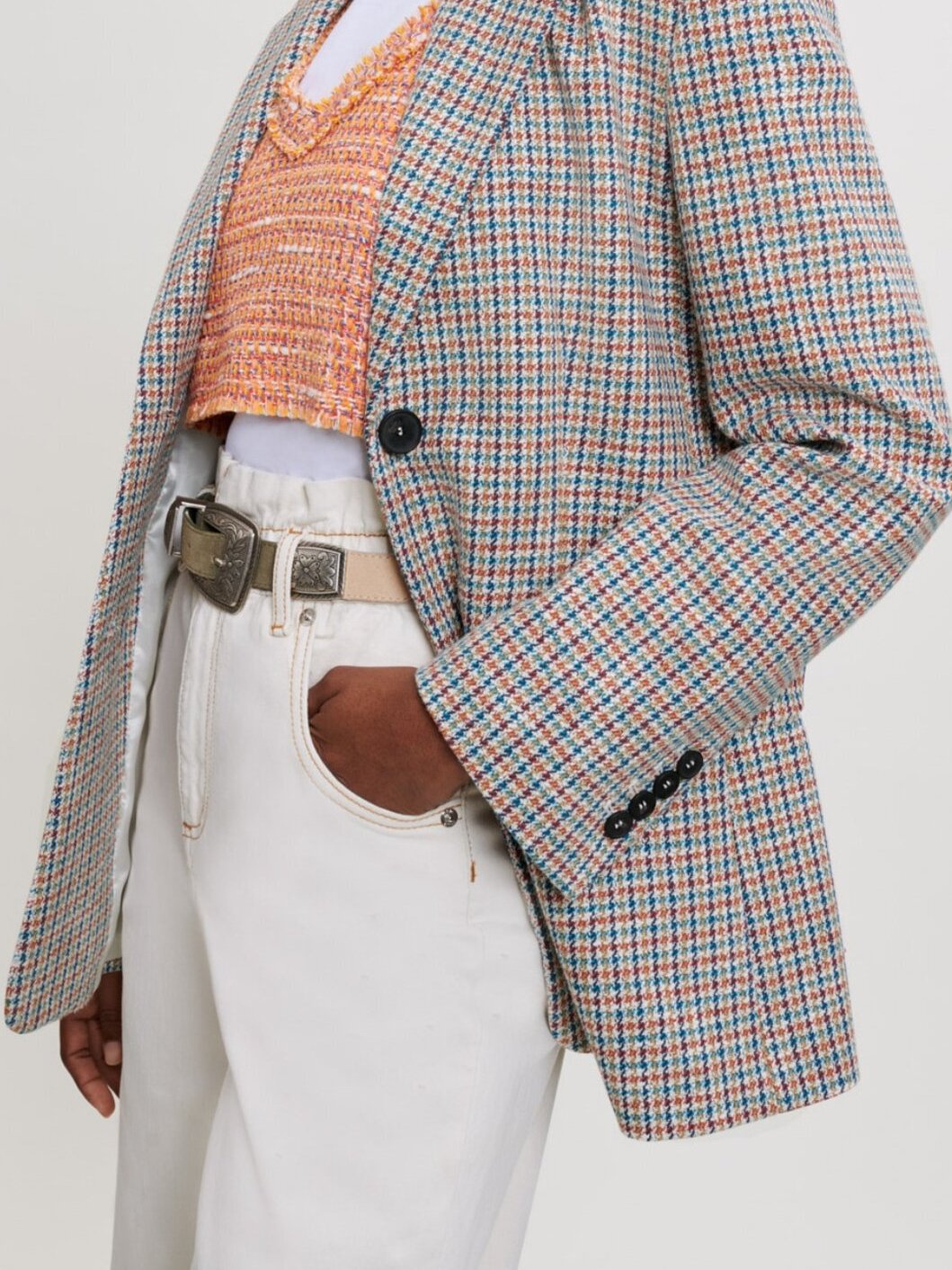 Veste tailleur à motif pied de poule Maje seconde main photo 6