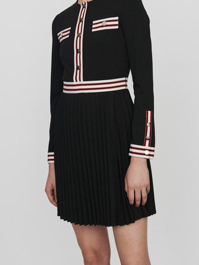 Pleated dress with contrasting stripes Maje second-hand photo 2