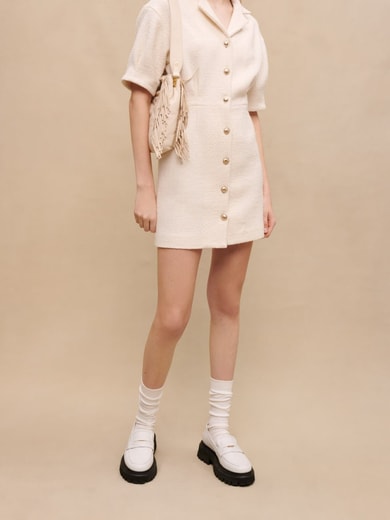 Robe en tweed boutonnée blanche Maje seconde main photo 2