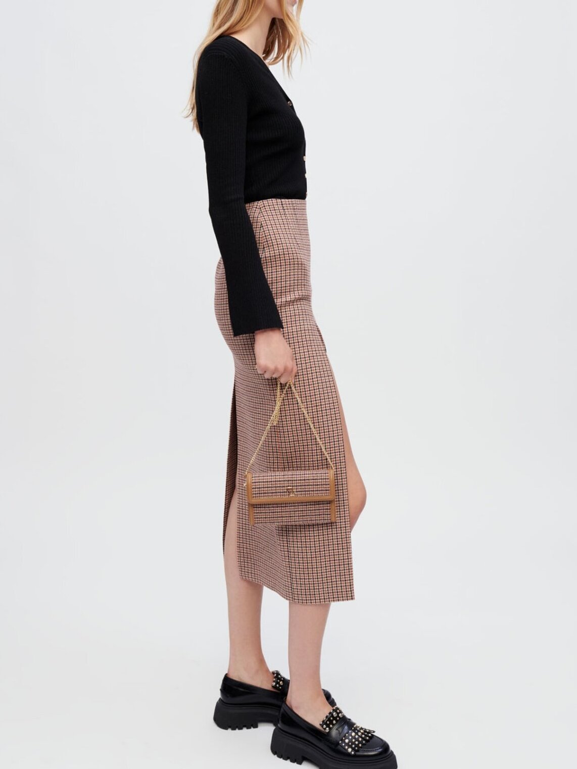 Midi skirt with houndstooth slit Maje second-hand photo 4