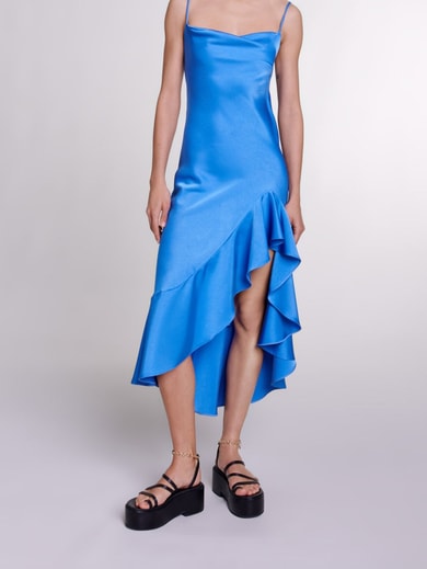Robe longue satinée asymétrique Maje seconde main photo 2