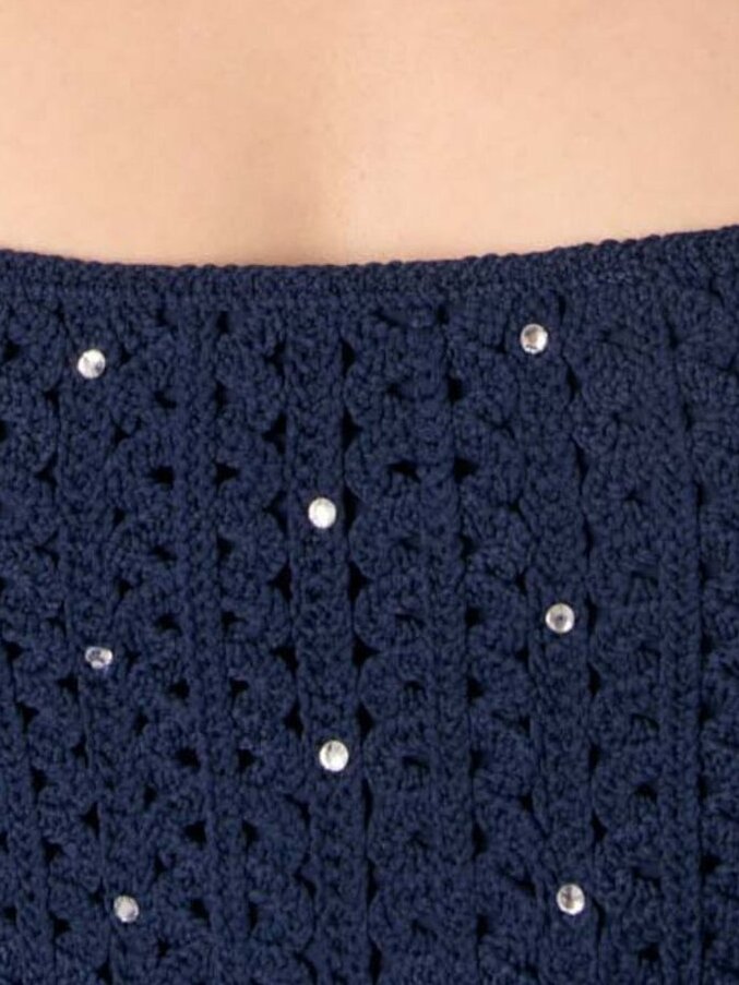 Robe courte en crochet strassée Maje seconde main photo 4