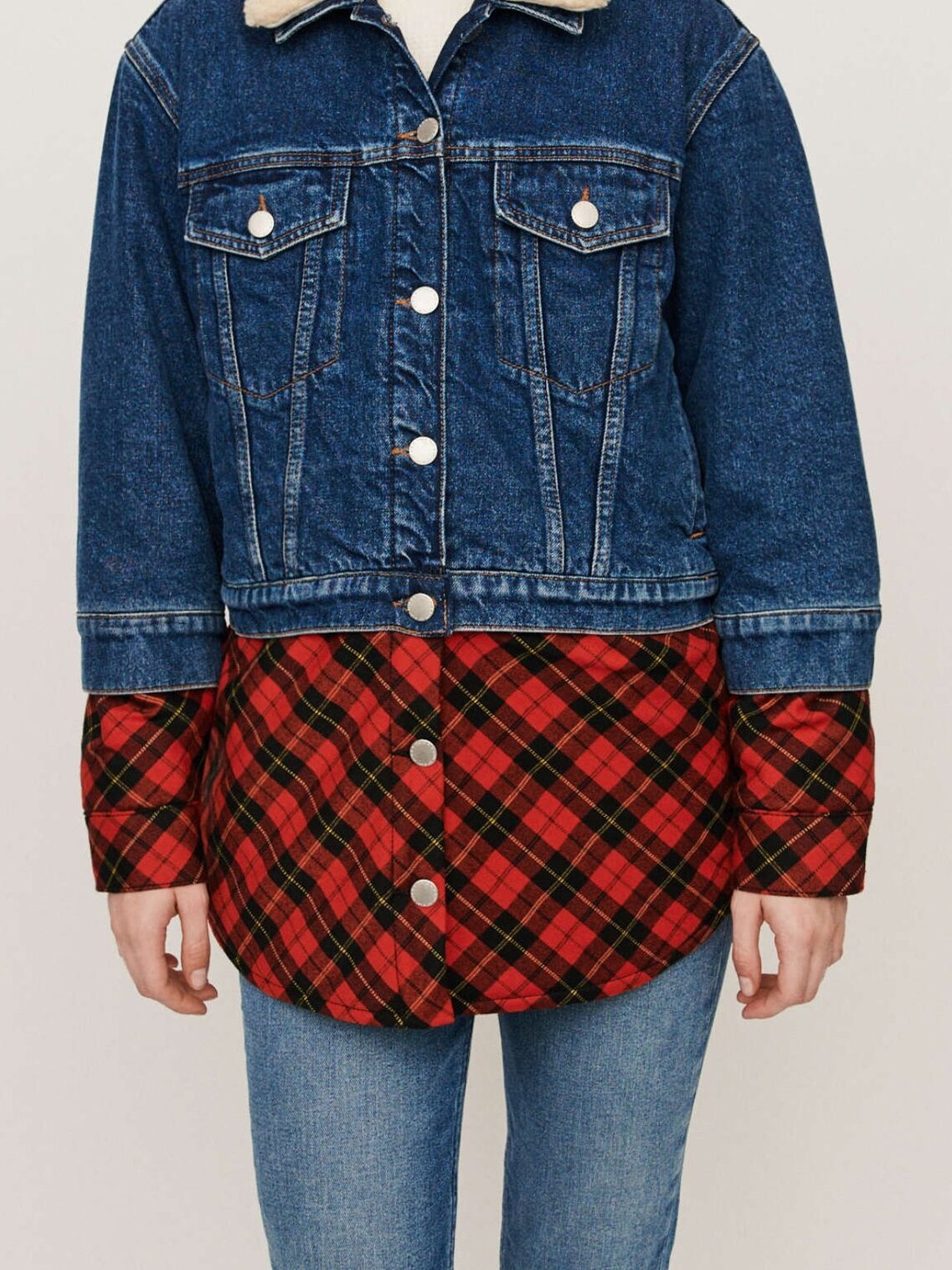 Product photo Plaid trompe-l'oeil jean jacket number 1