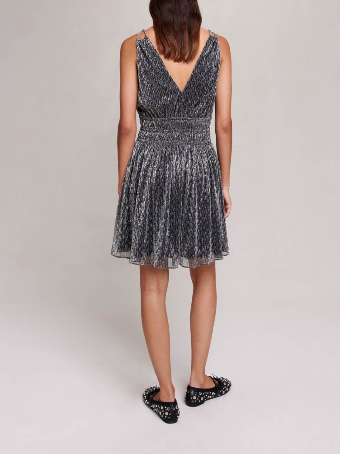 Short silver dress Maje second-hand photo 4