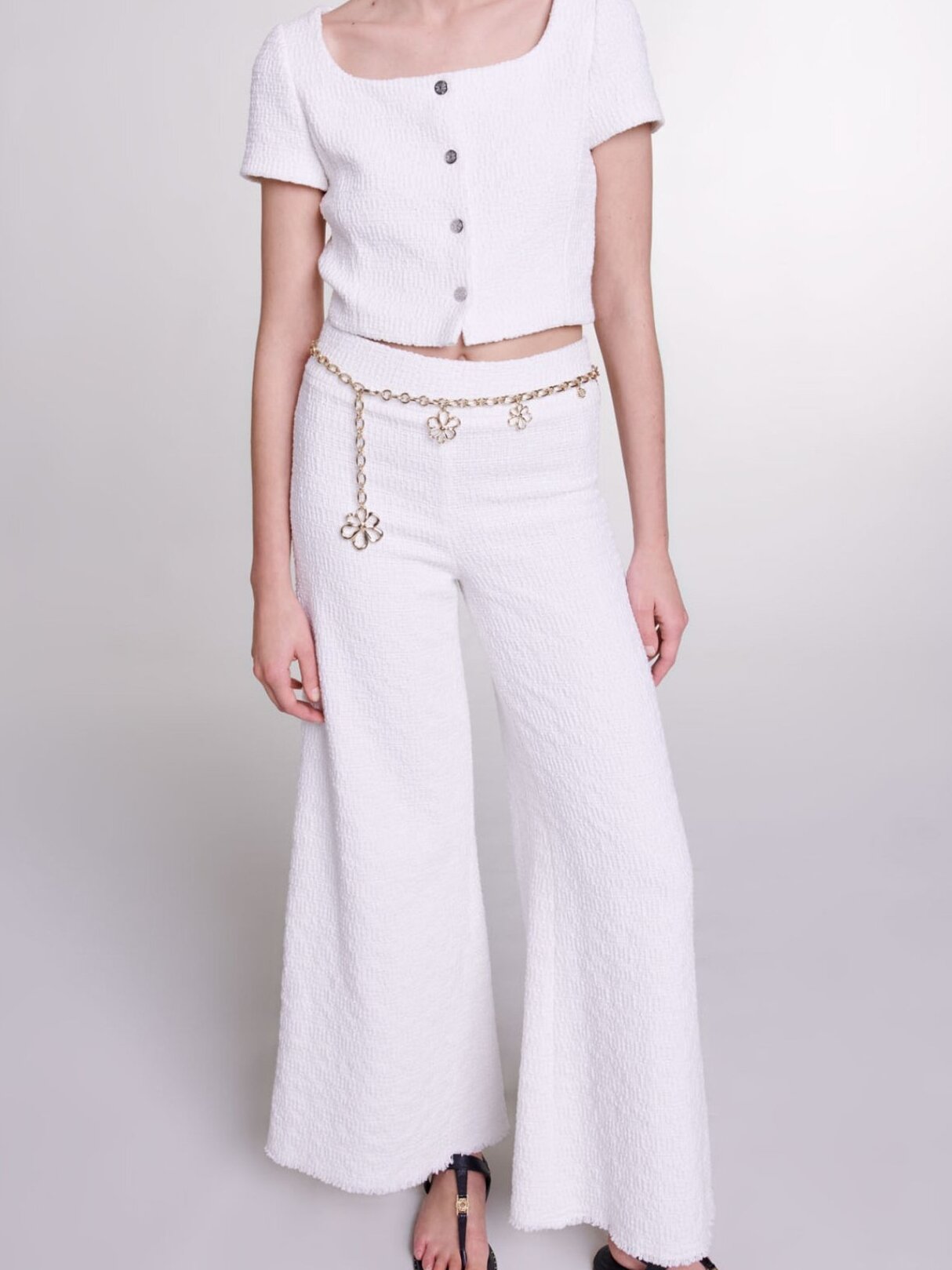 Wide-leg tweed trousers Maje second-hand photo 4