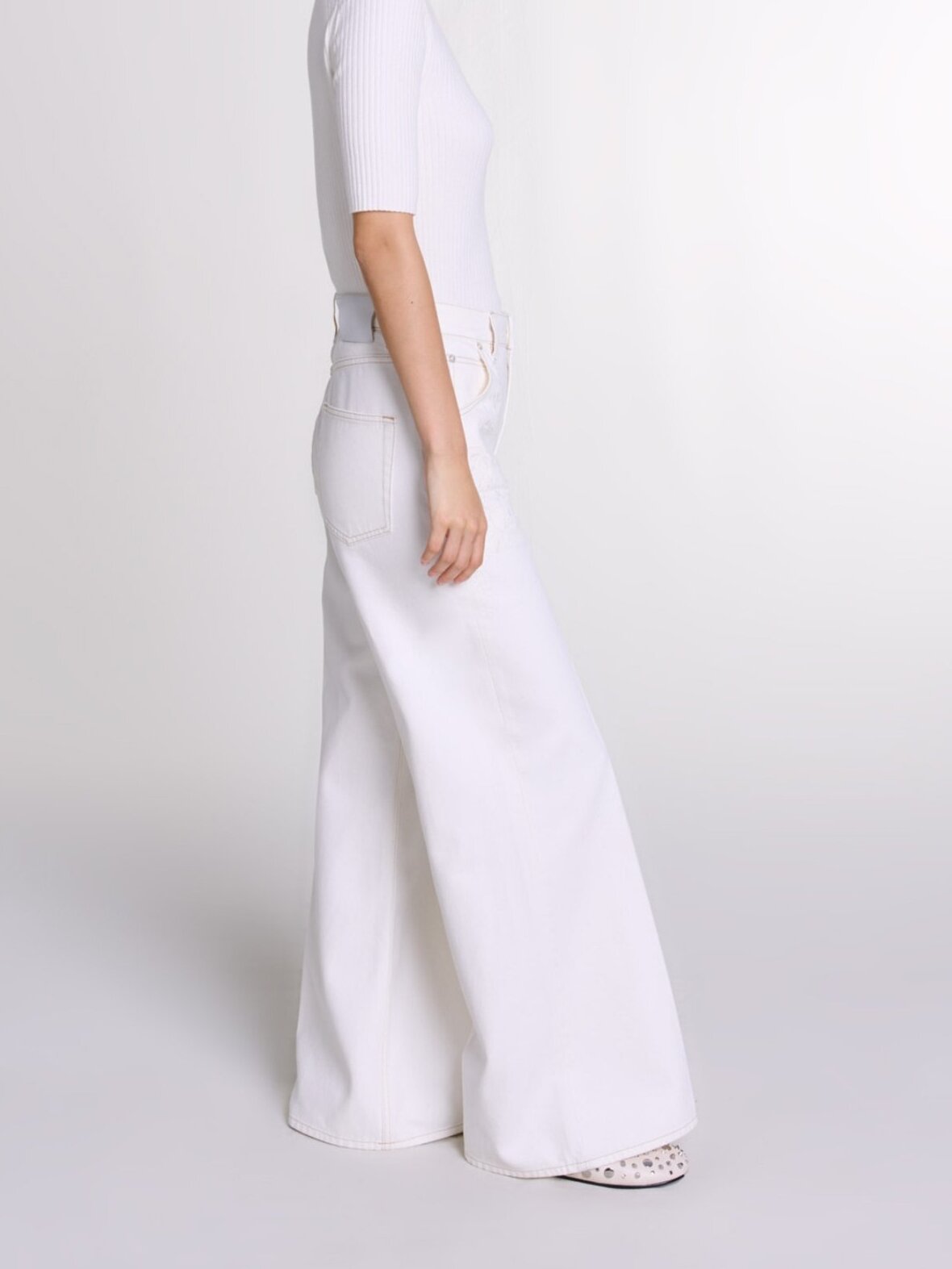 Jean large taille haute brodé Maje seconde main photo 3