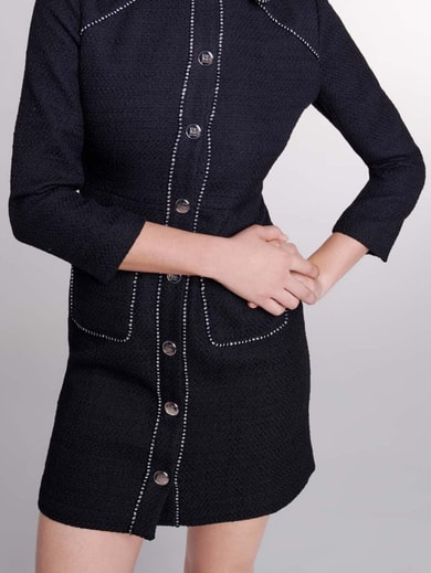 Robe courte en tweed Maje seconde main photo 2