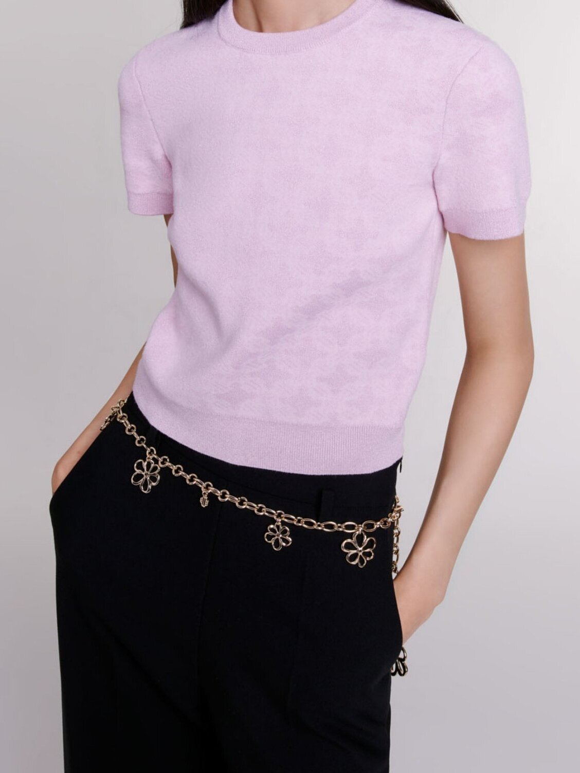 Cropped jacquard knit jumper Maje second-hand photo 2