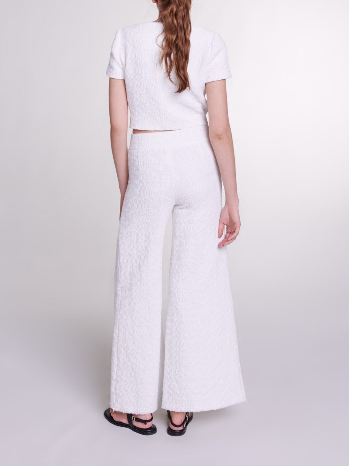 Wide-leg tweed trousers Maje second-hand photo 3