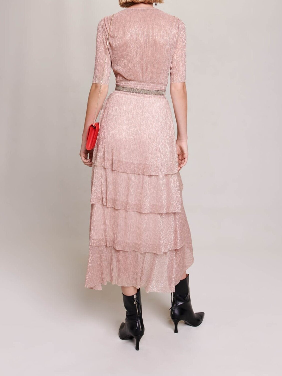Long ruffled lamé dress Maje second-hand photo 4