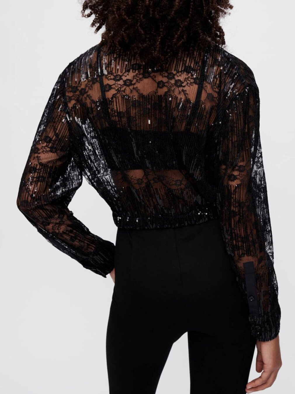 Chemise cropped en dentelle plissée Maje seconde main photo 3