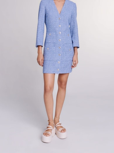 Robe courte en tweed Maje seconde main photo 2