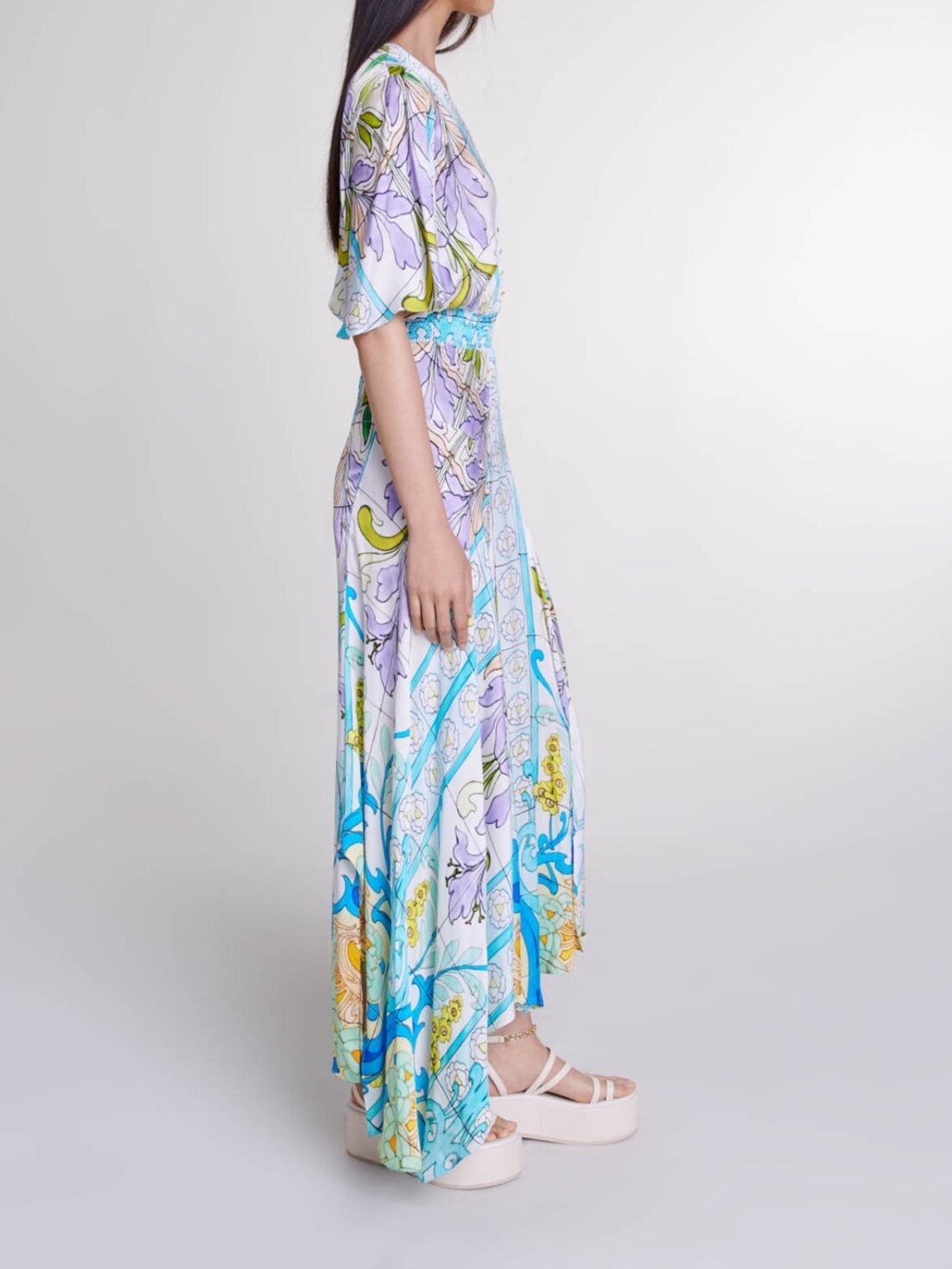 Robe longue imprimée satinée Maje seconde main photo 3