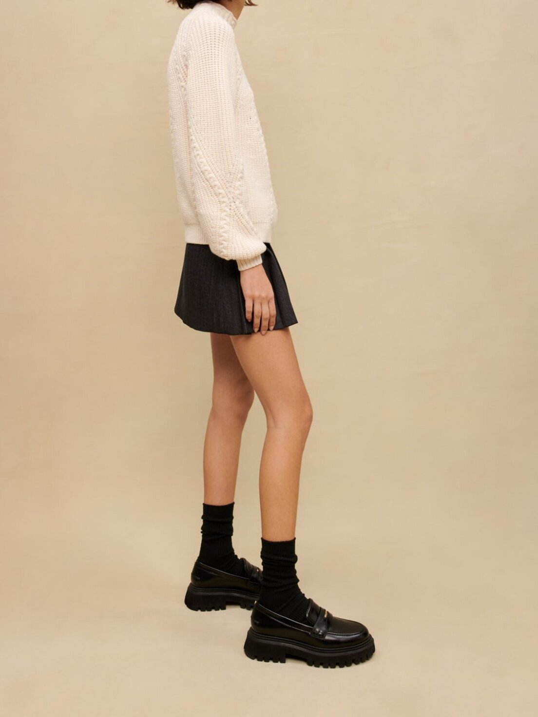 Ecru braided knit jumper Maje second-hand photo 4