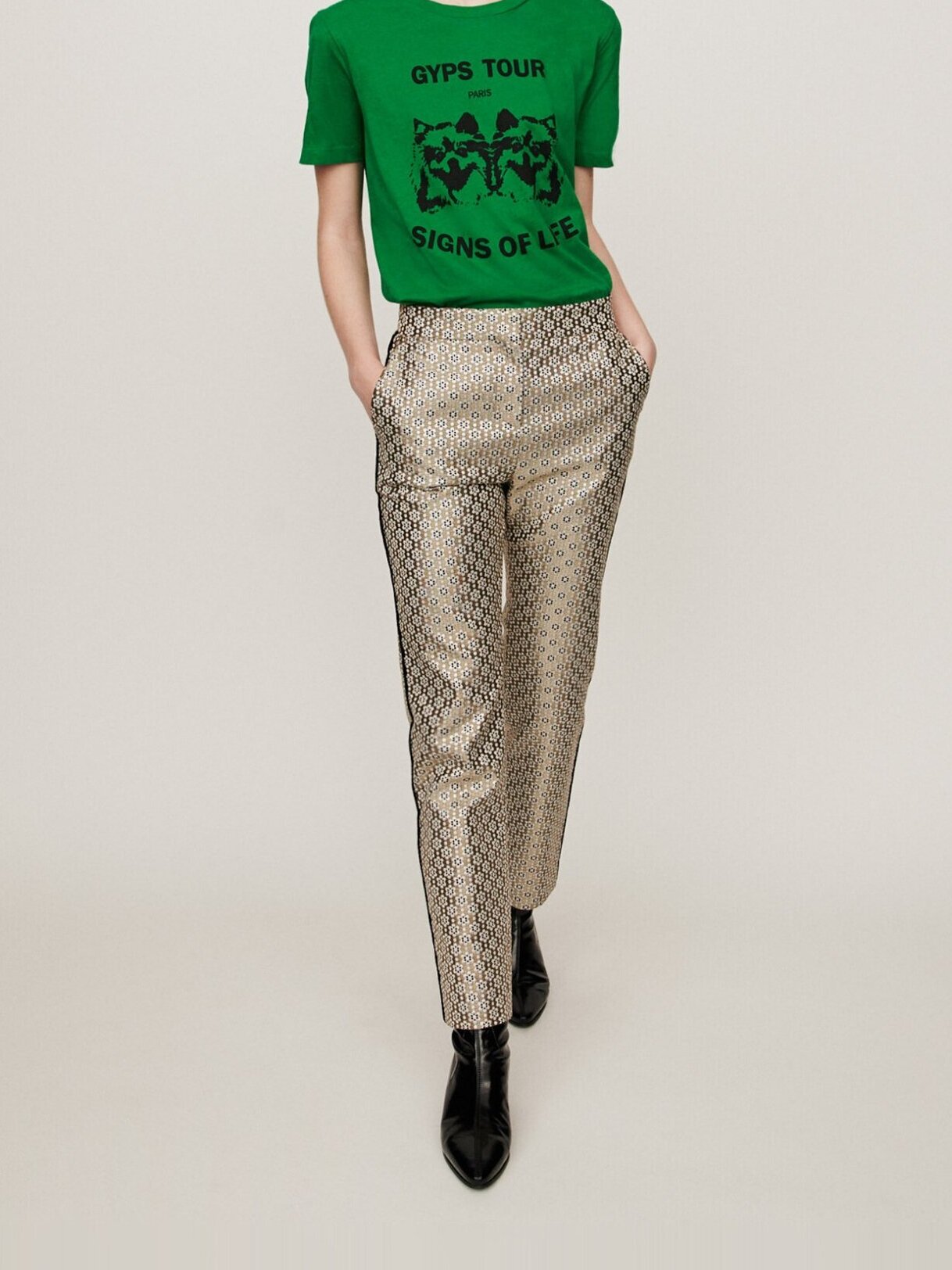 Pantalon en jacquard Lurex Maje seconde main photo 2