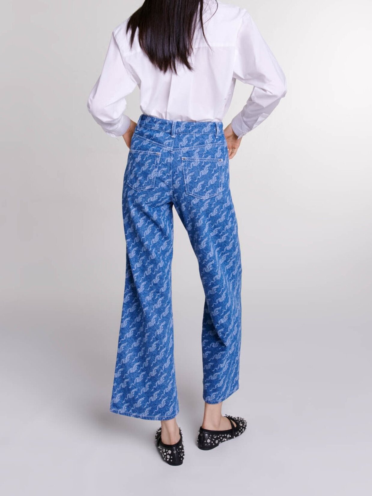 Wide-leg patterned jeans Maje second-hand photo 5