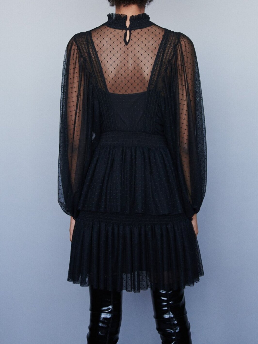 Robe à volants en tulle plumetis Maje seconde main photo 4