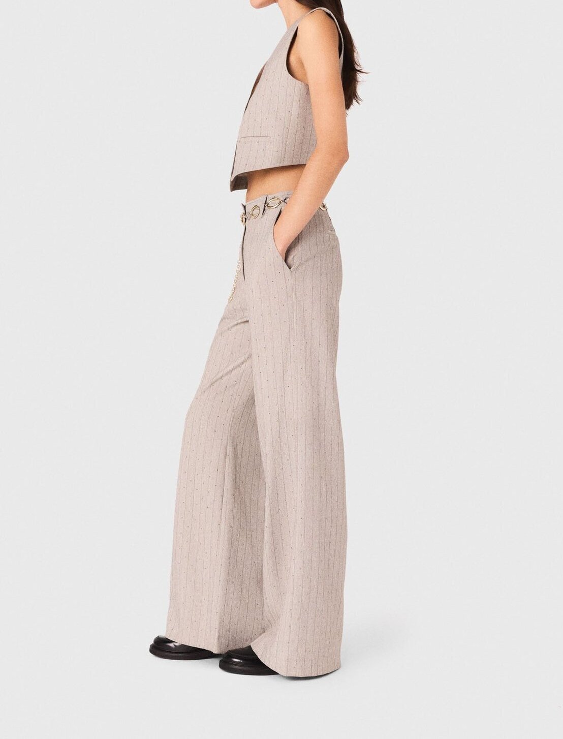 Rhinestone suit trousers Maje second-hand photo 3