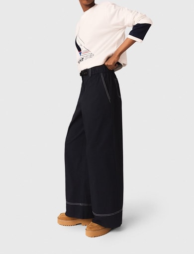 Pantalon en coton à ceinture cuir Maje seconde main photo 2