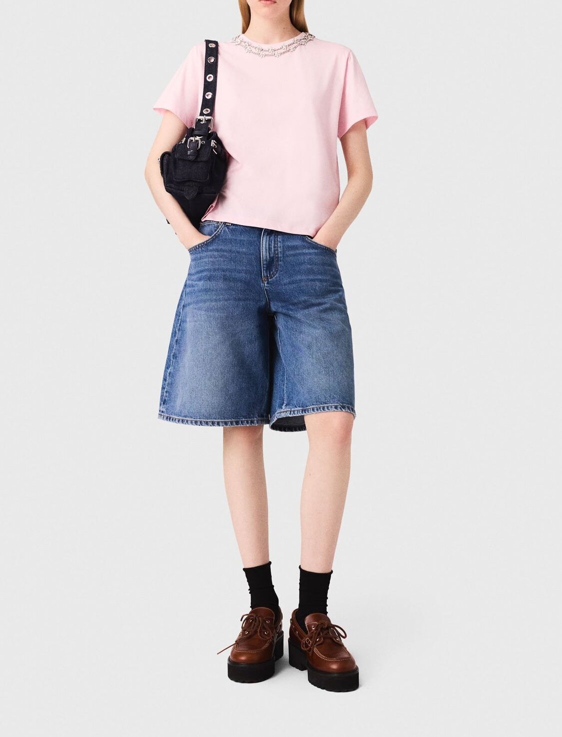 Short-sleeve jewel neck T-shirt Maje second-hand photo 2