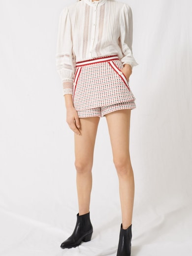 Jupe-short trompe-l'œil façon tweed Maje seconde main photo 2