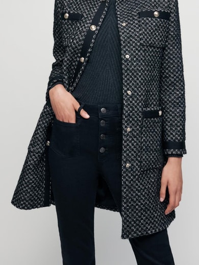 Manteau façon tweed à galons noirs Maje seconde main photo 2