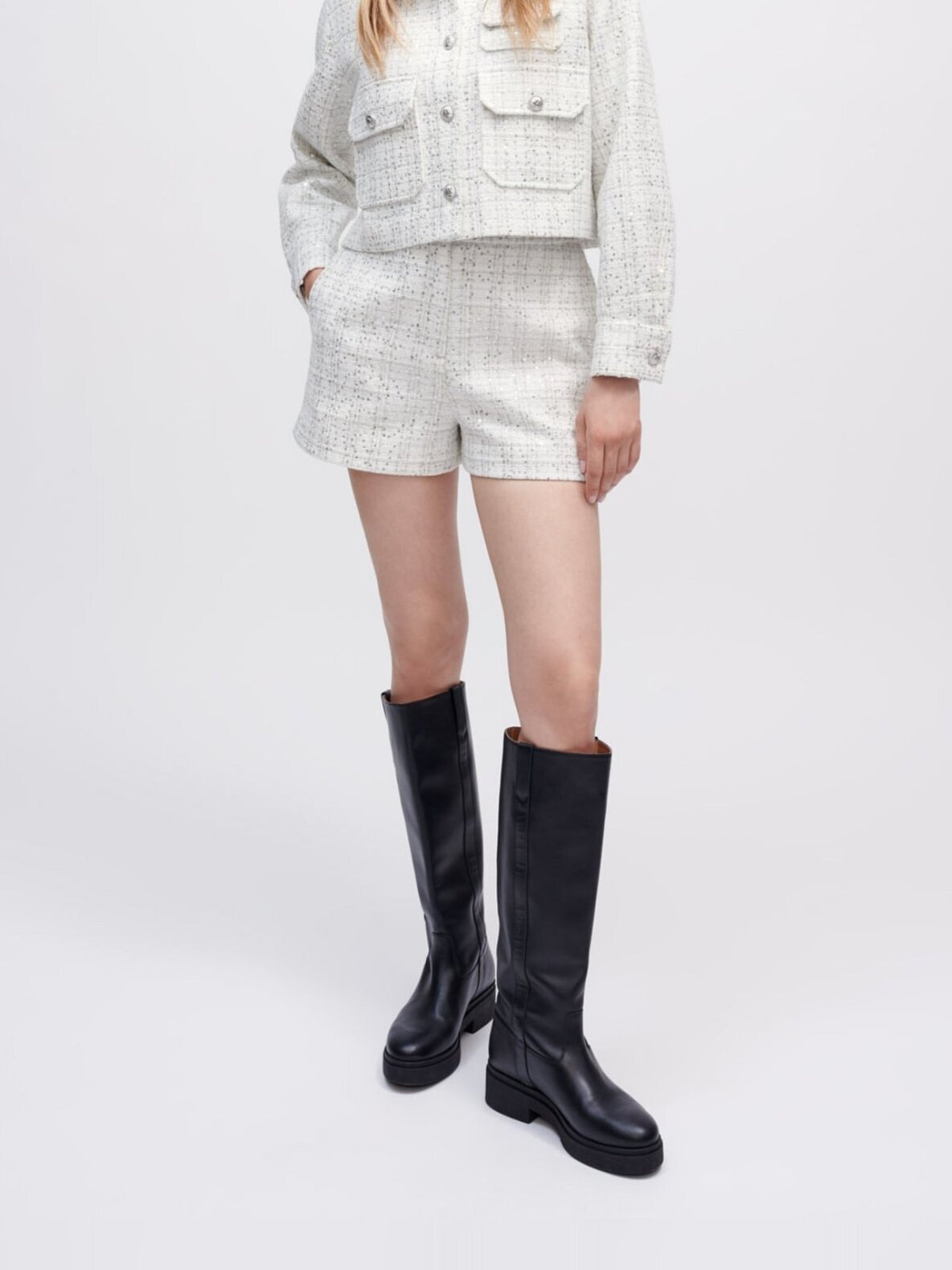 Shorts aus ecrufarbenem Tweed Maje Second-Hand photo 2