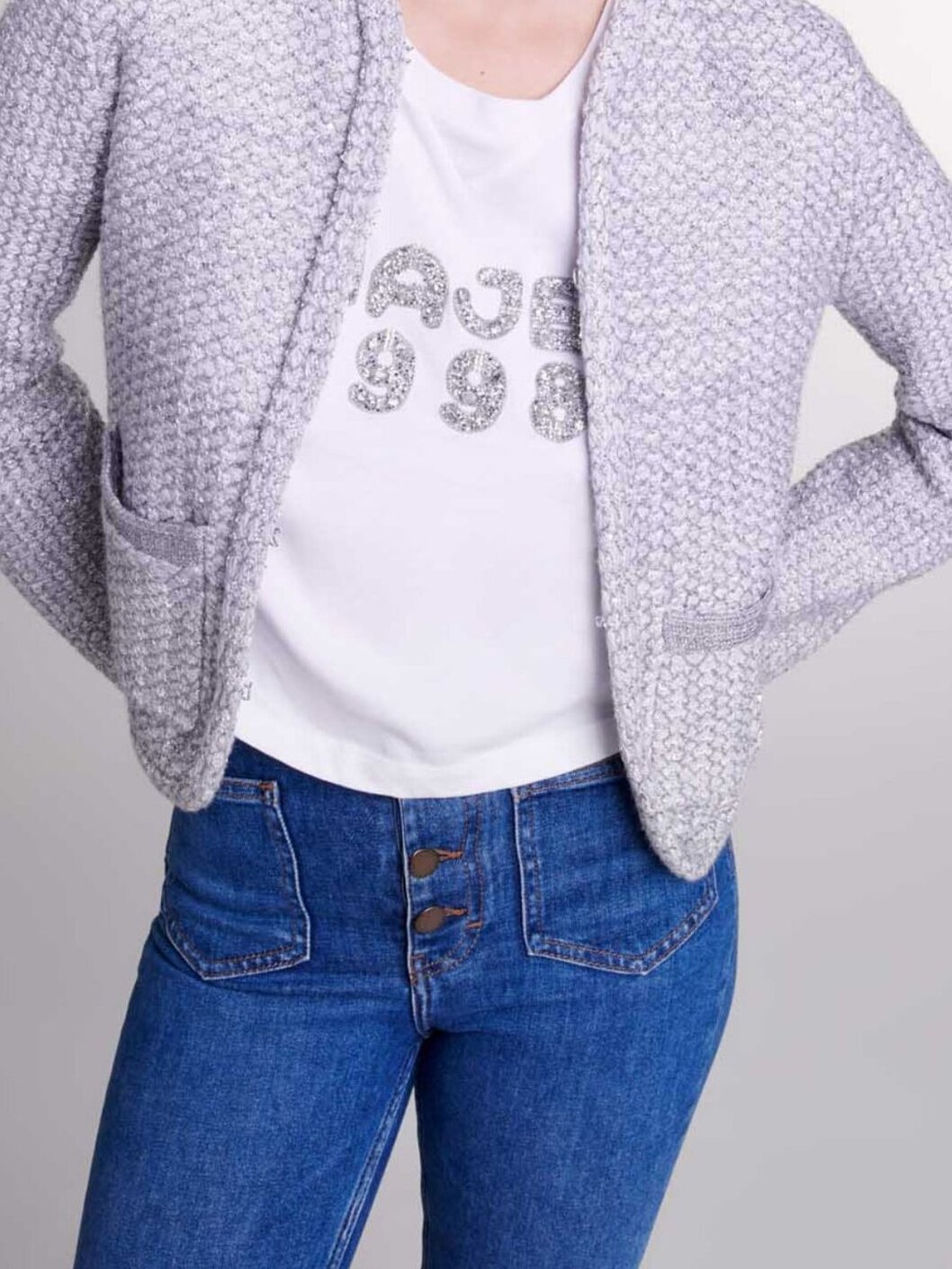 Cardigan en maille effet tweed Maje seconde main photo 5