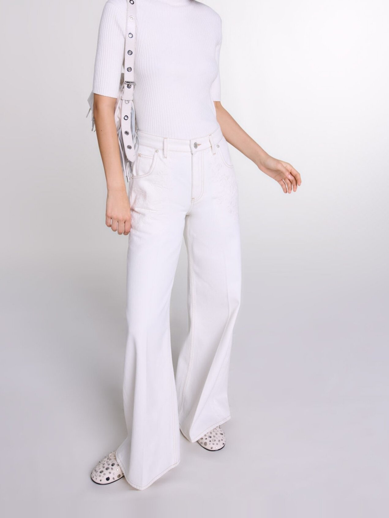 Jean large taille haute brodé Maje seconde main photo 2