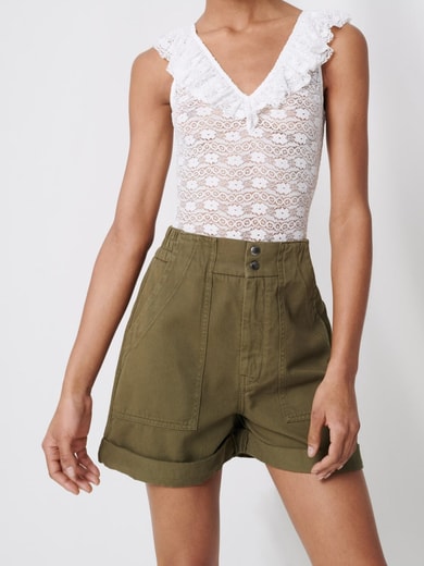 Short kaki en toile de coton Maje seconde main photo 2