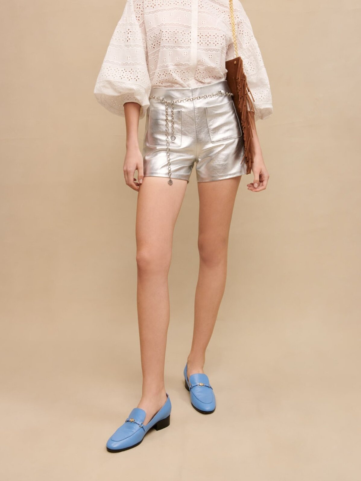 Shorts aus metallisiertem Leder Maje Second-Hand photo 2
