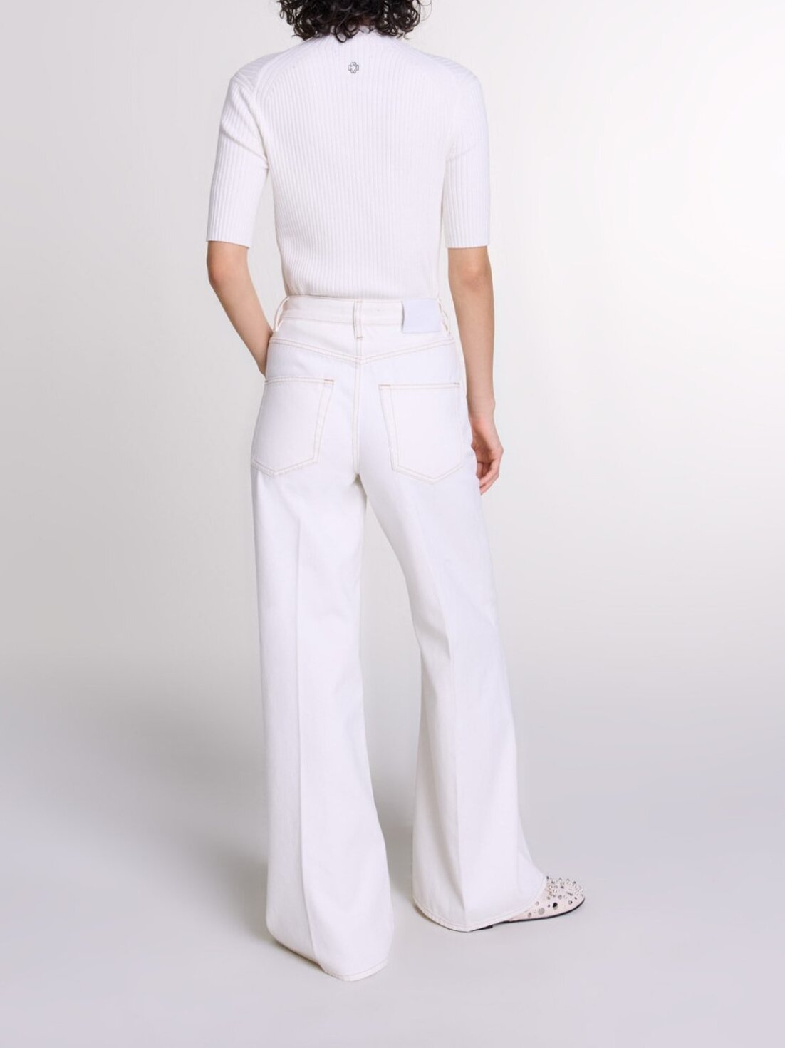 Jean large taille haute brodé Maje seconde main photo 4