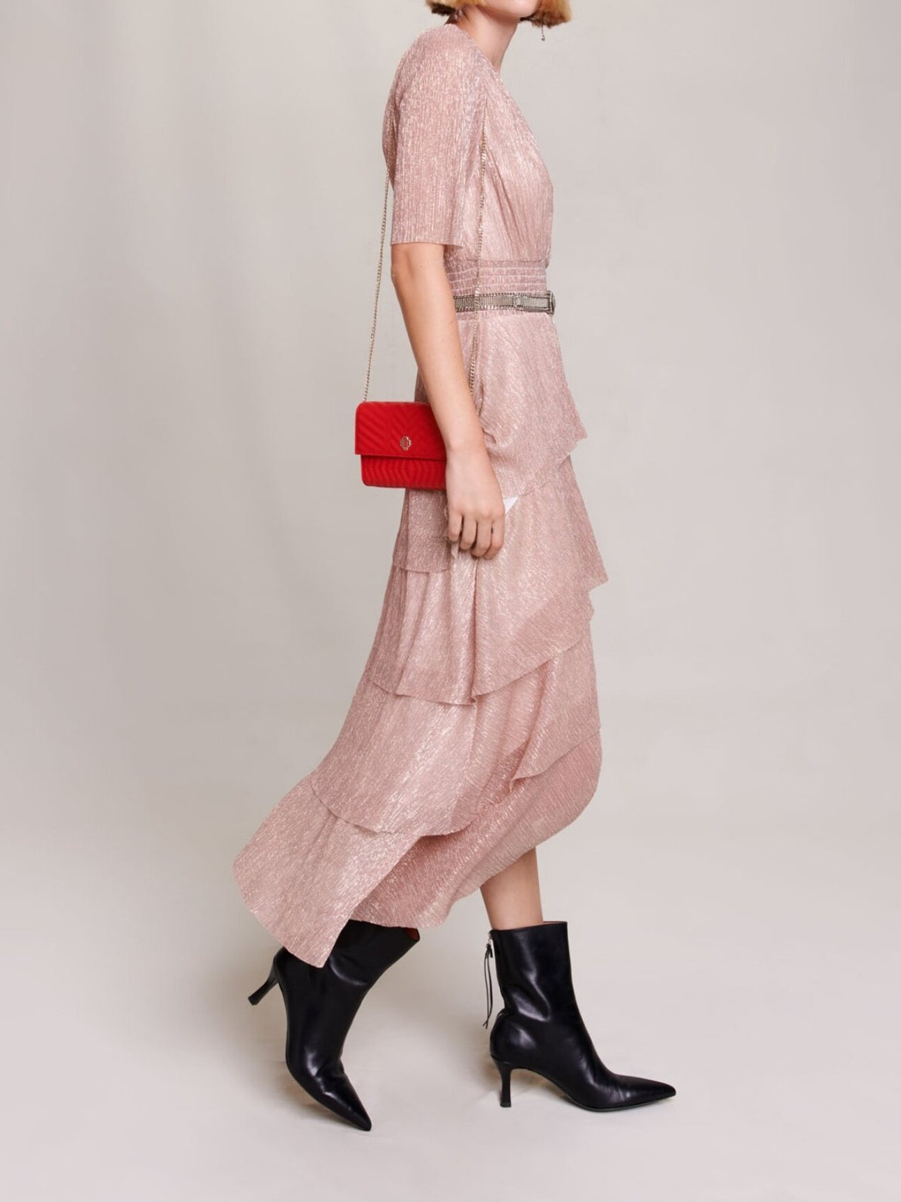 Long ruffled lamé dress Maje second-hand photo 3