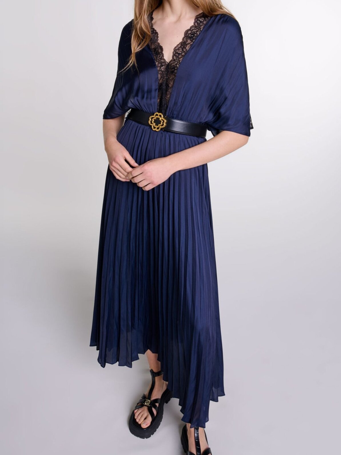 Pleated maxi dress with lace Maje second-hand photo 5