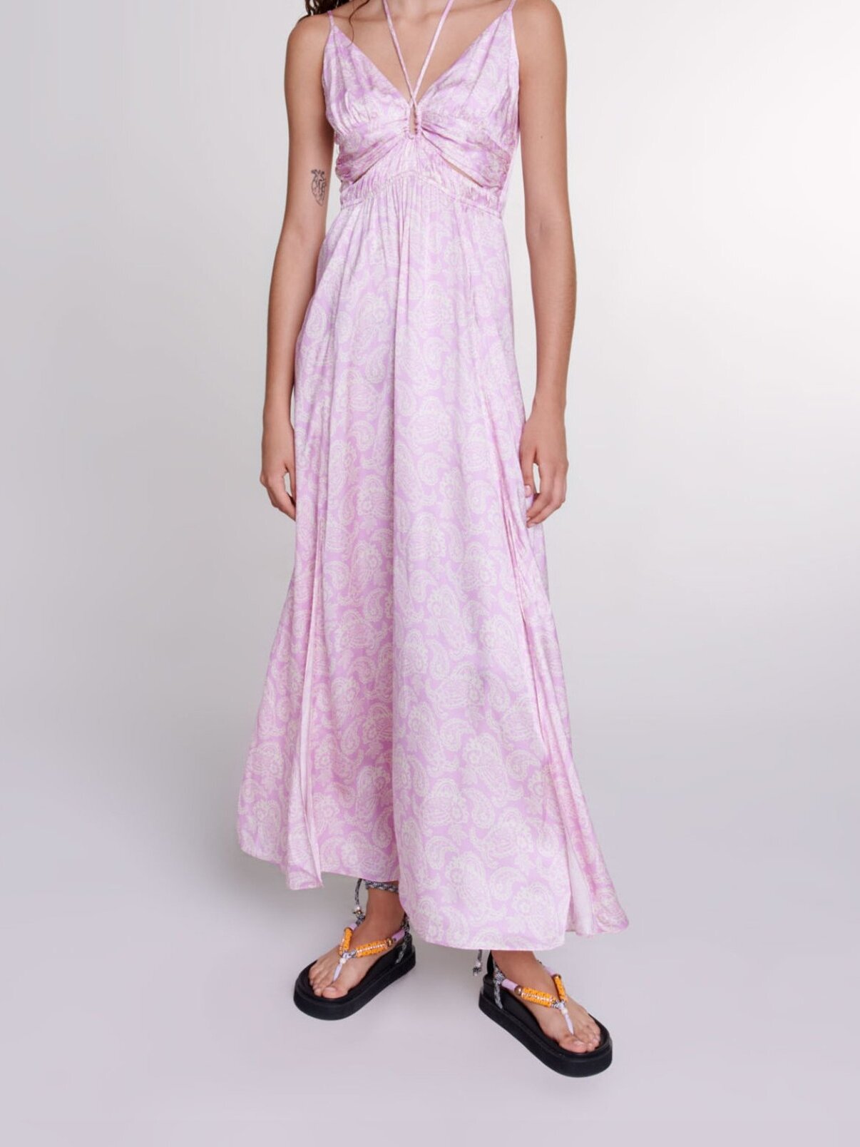 Photo produit Robe longue imprimée ajourée numéro 1