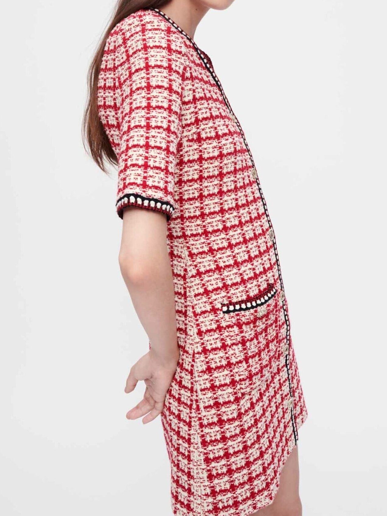 Checked tweed-style knit dress Maje second-hand photo 4