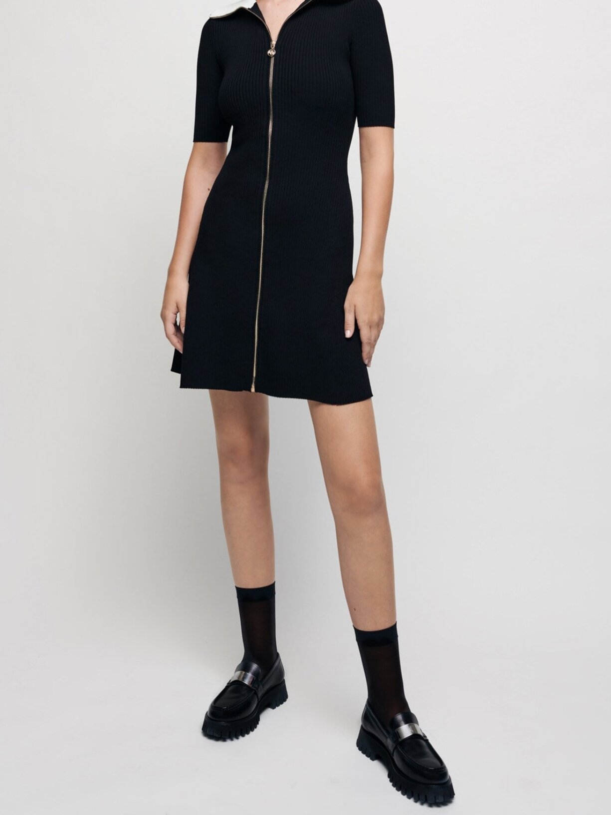 Photo produit Robe en maille côtelée à col zippé numéro 1