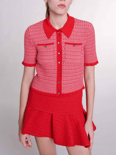 Mini-jupe en tweed asymétrique Maje seconde main photo 2
