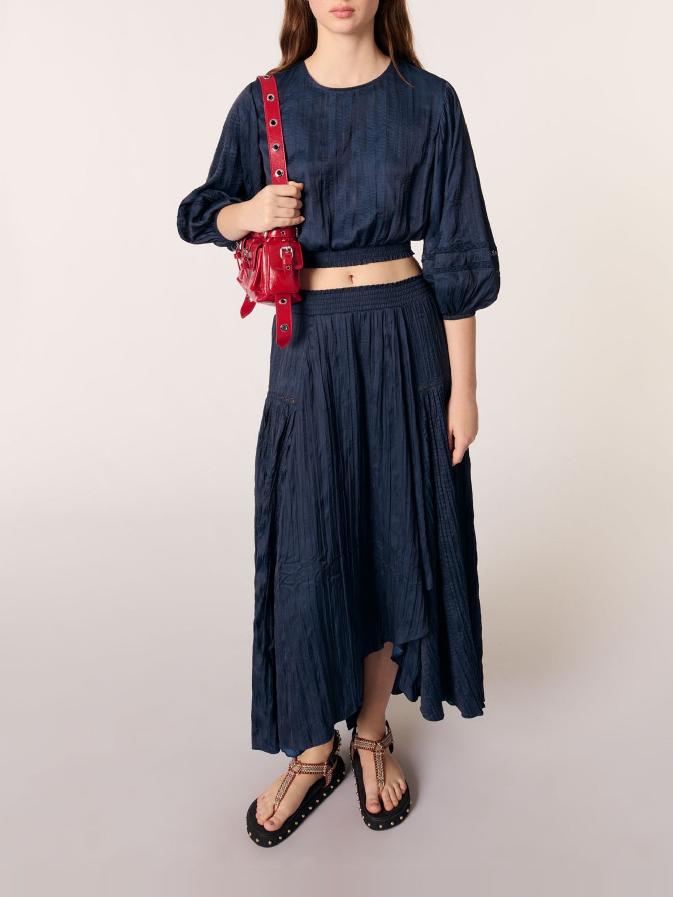 Satin-effect maxi skirt Maje second-hand photo 4