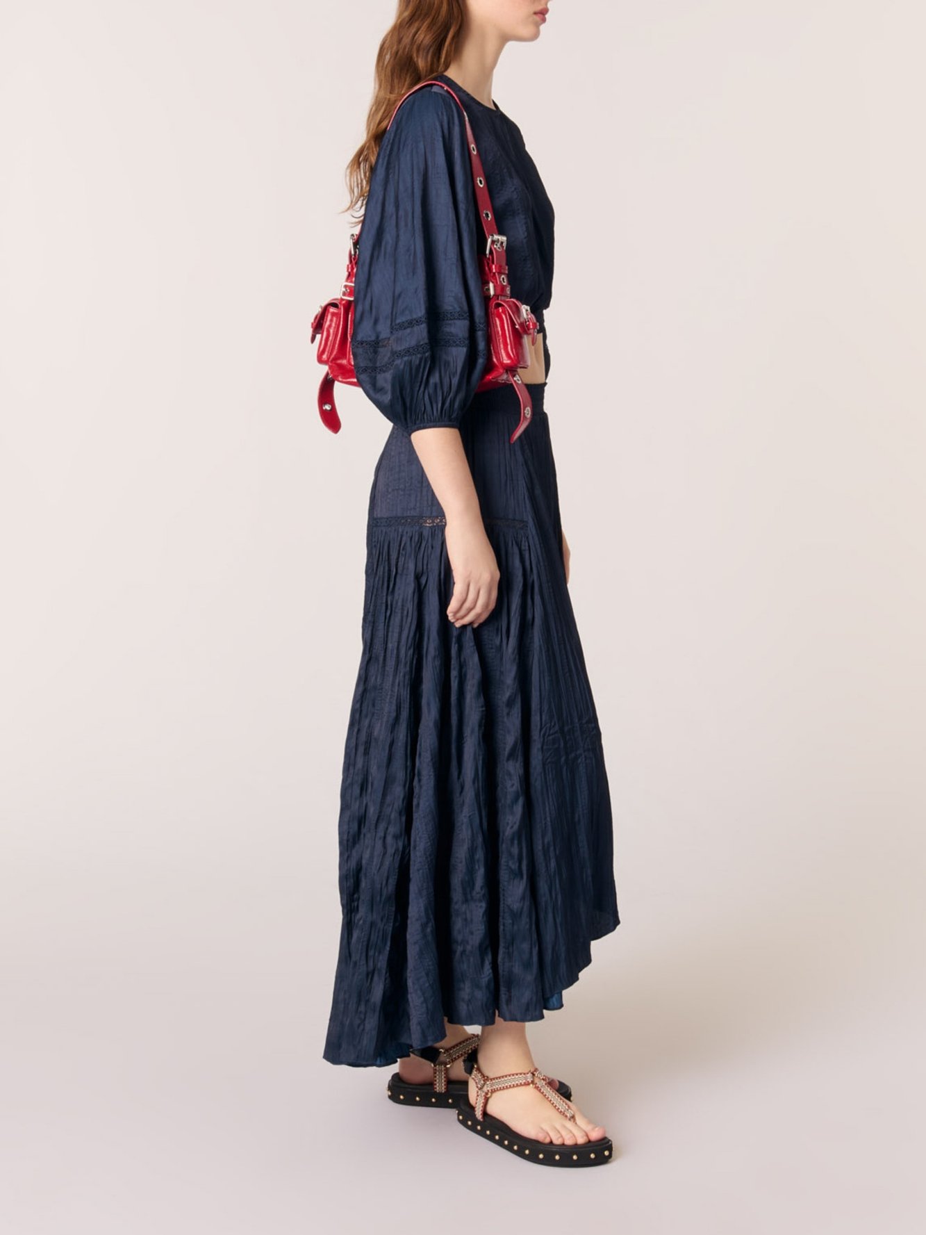 Satin-effect maxi skirt Maje second-hand photo 2