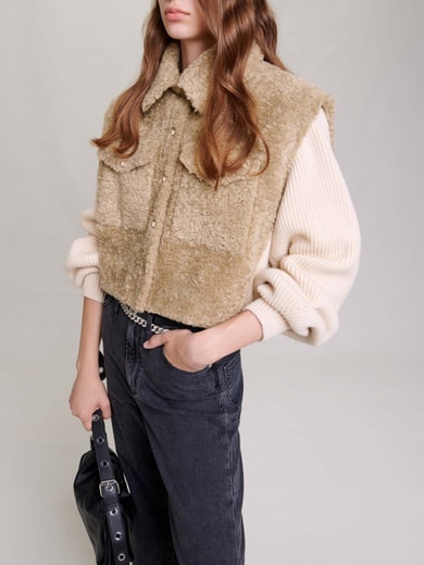 Blouson en maille et fausse fourrure Maje seconde main photo 2
