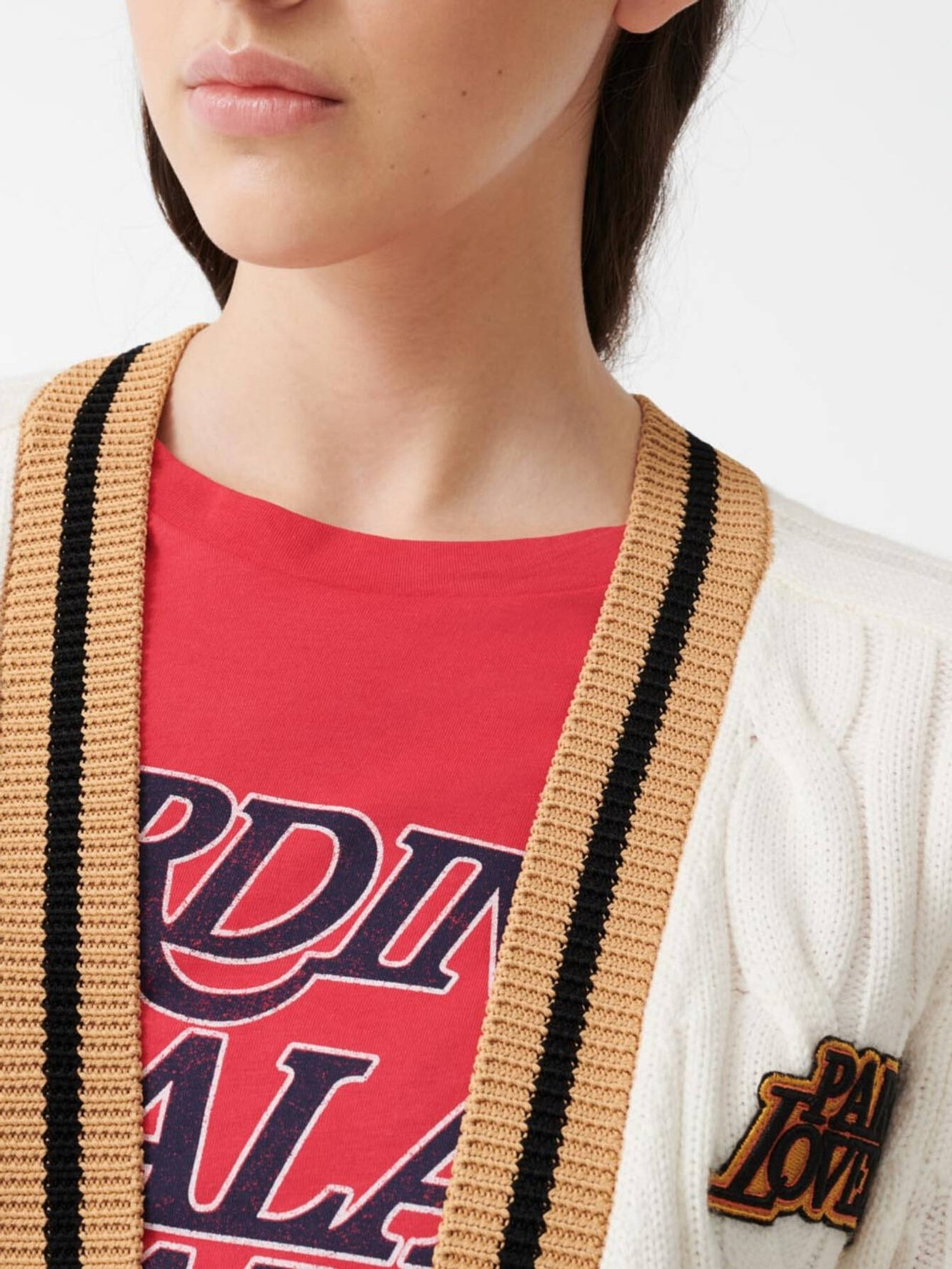 Cable cardigan with contrasting bands Maje second-hand photo 4