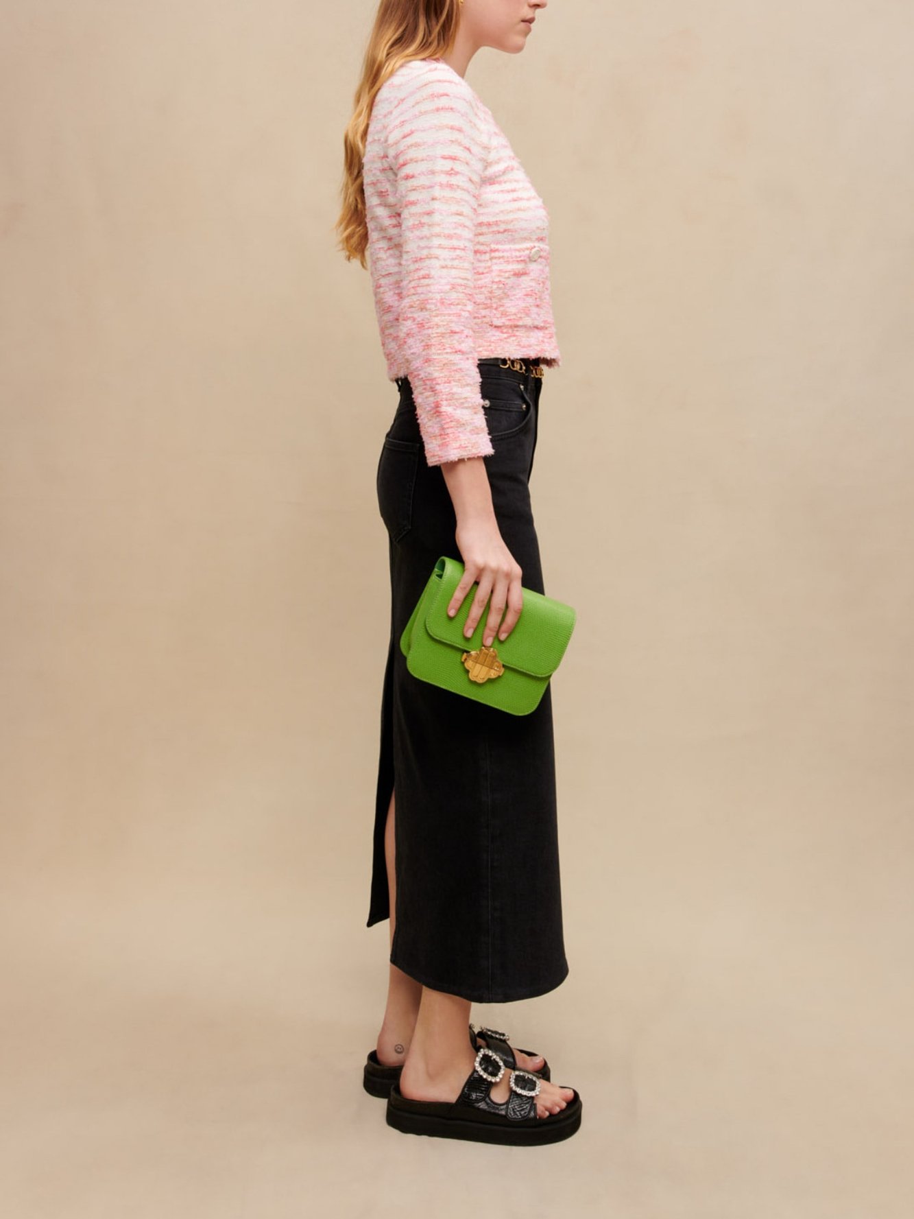 Clover bag in lizard-effect leather Maje second-hand photo 3