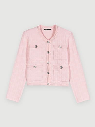 Cardigan en maille texturée rose Maje seconde main photo 1